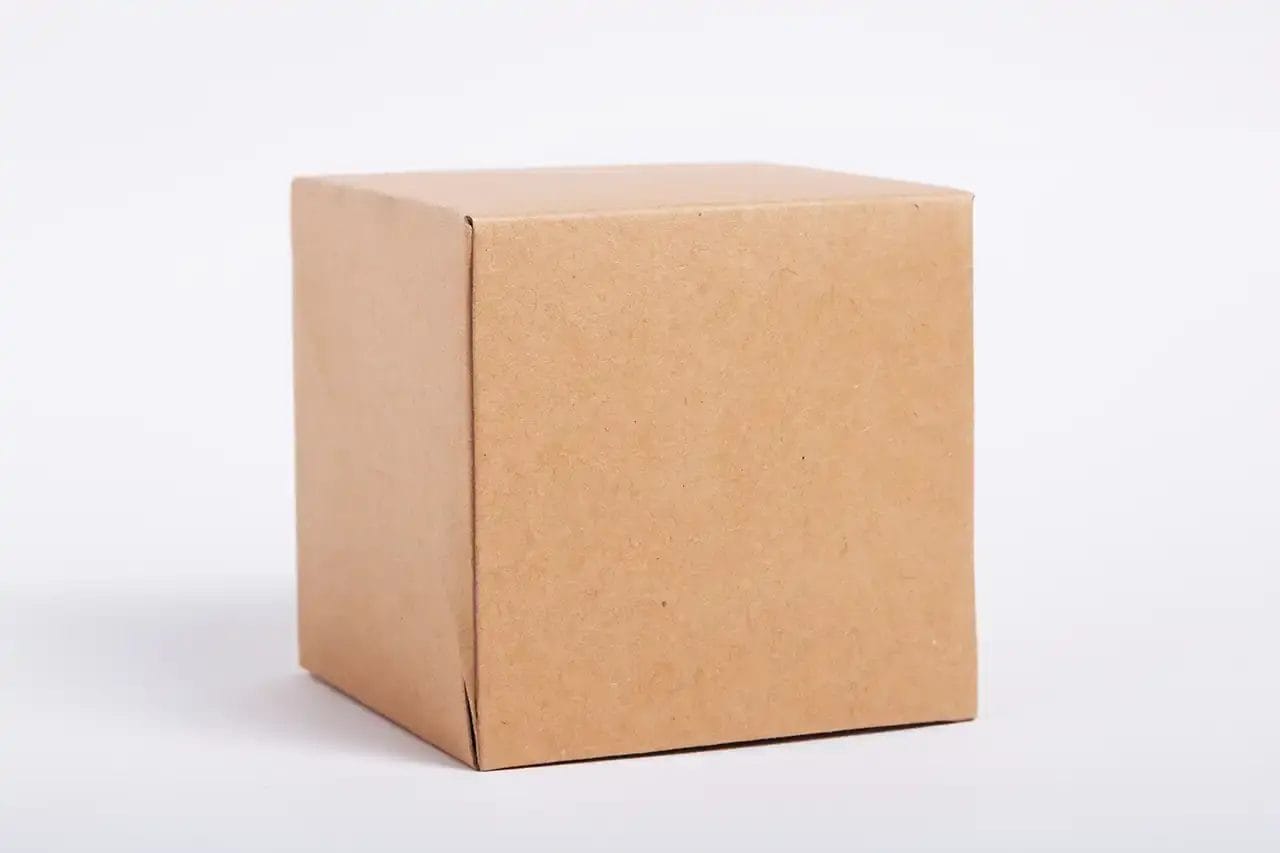 Plain brown cardboard box on white background.